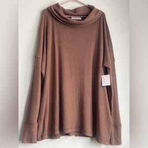 We The Free Ribbed Cowl Sweater in Cocoa